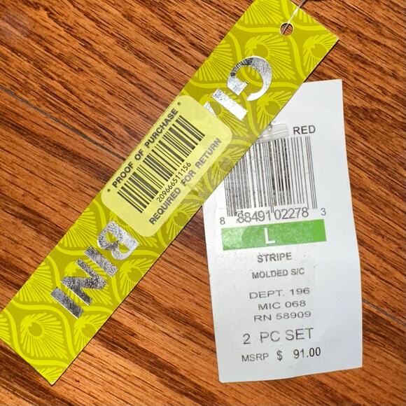 NWT Gianni Bini Molded Cup Halter Red Blue Stripe Bikini Top Size Large - Picture 5 of 11